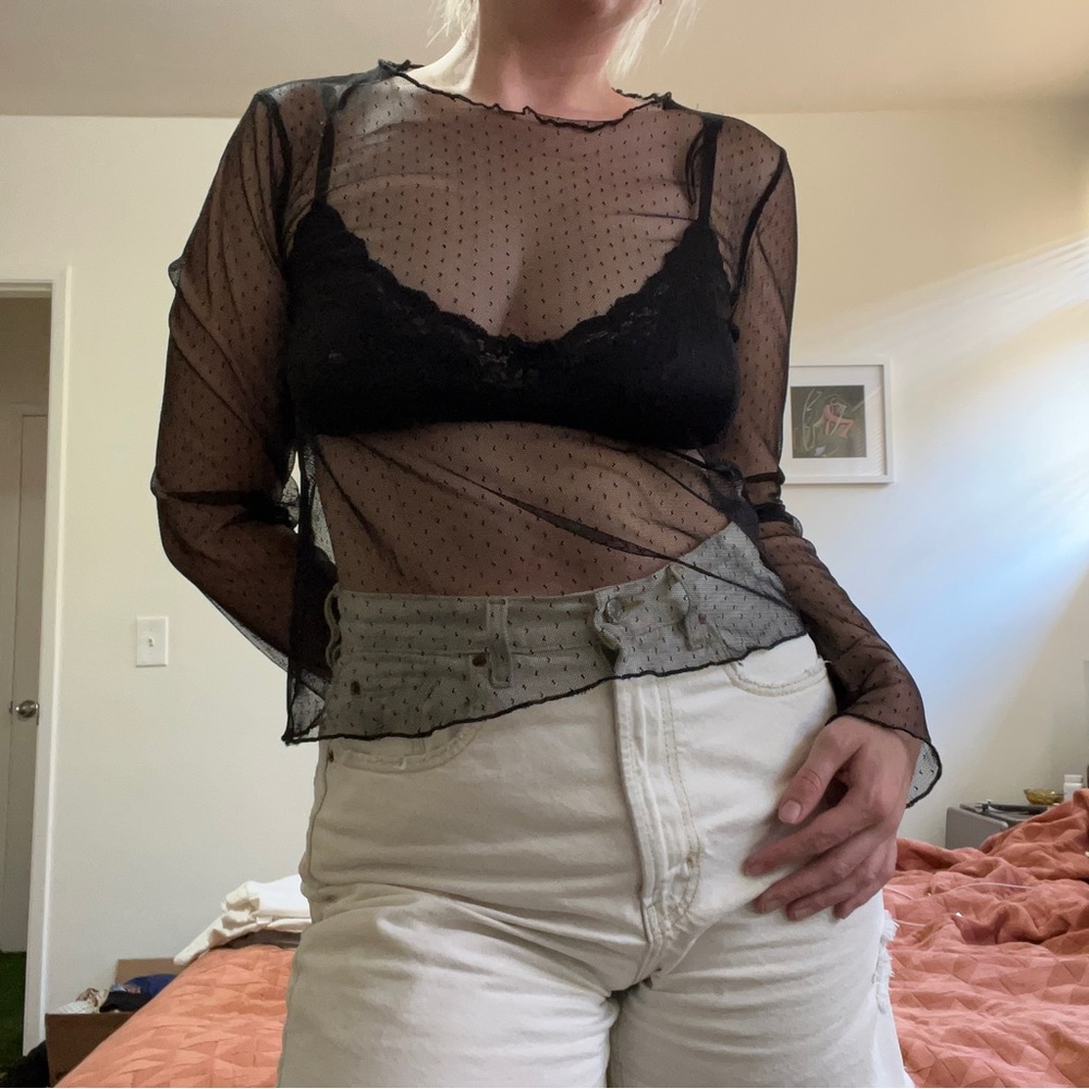 **SOLD** Zara Lettuce Hem Mesh Long Sleeve